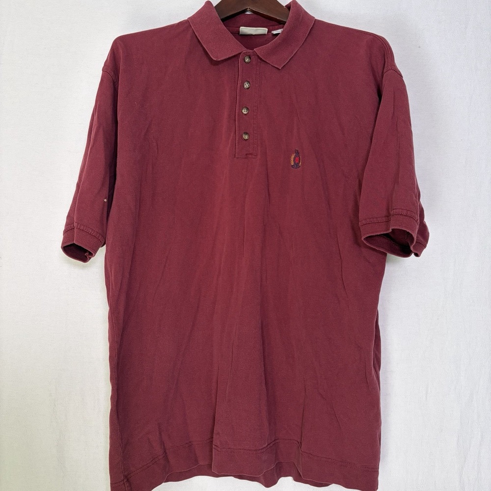 Bugle Boy Dark Red Cotton Embroidered Short Sleeve Polo Shirt Mens Large